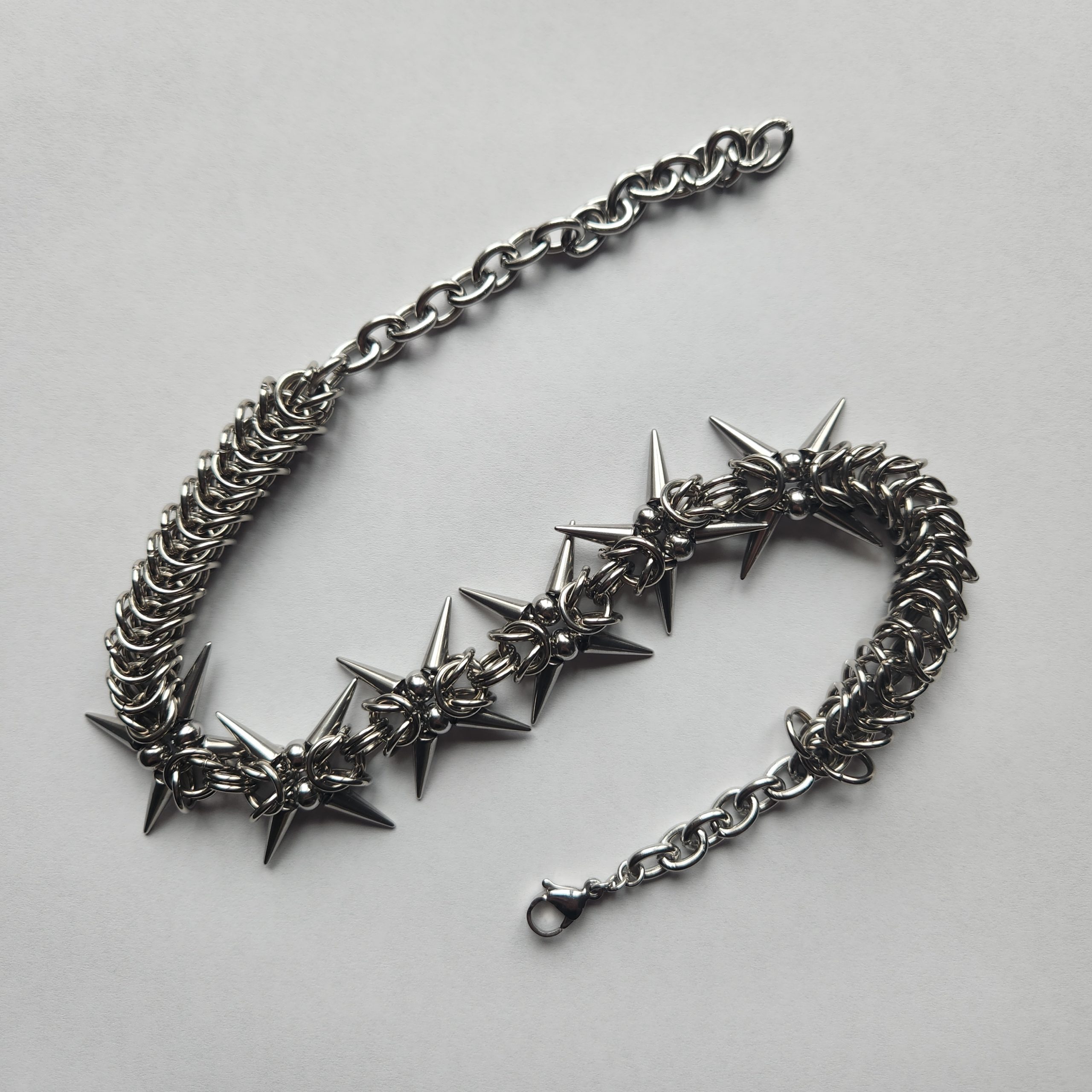 Stainless Steel Chainmaille Spiked Choker