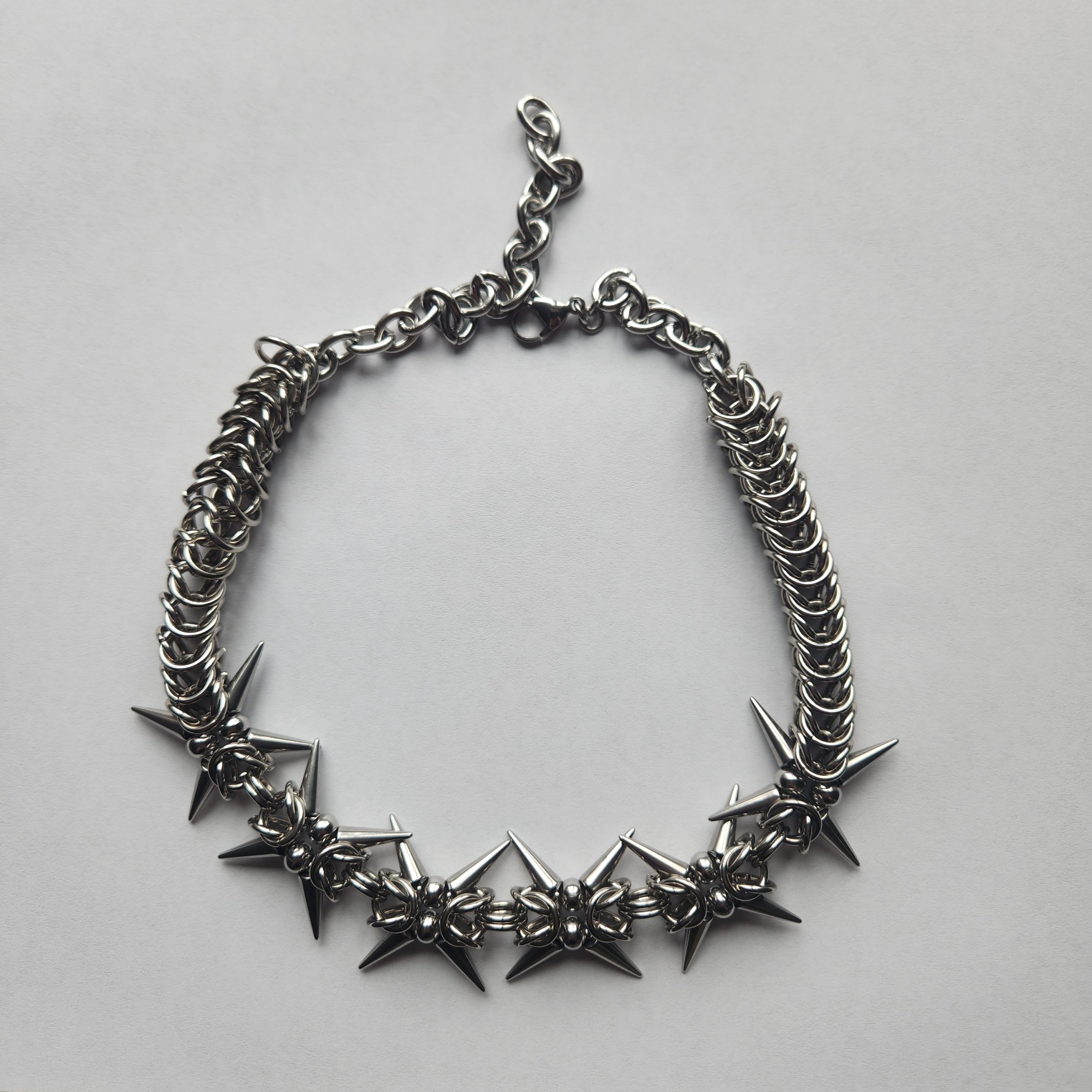Stainless Steel Chainmaille Spiked Choker - Image 2