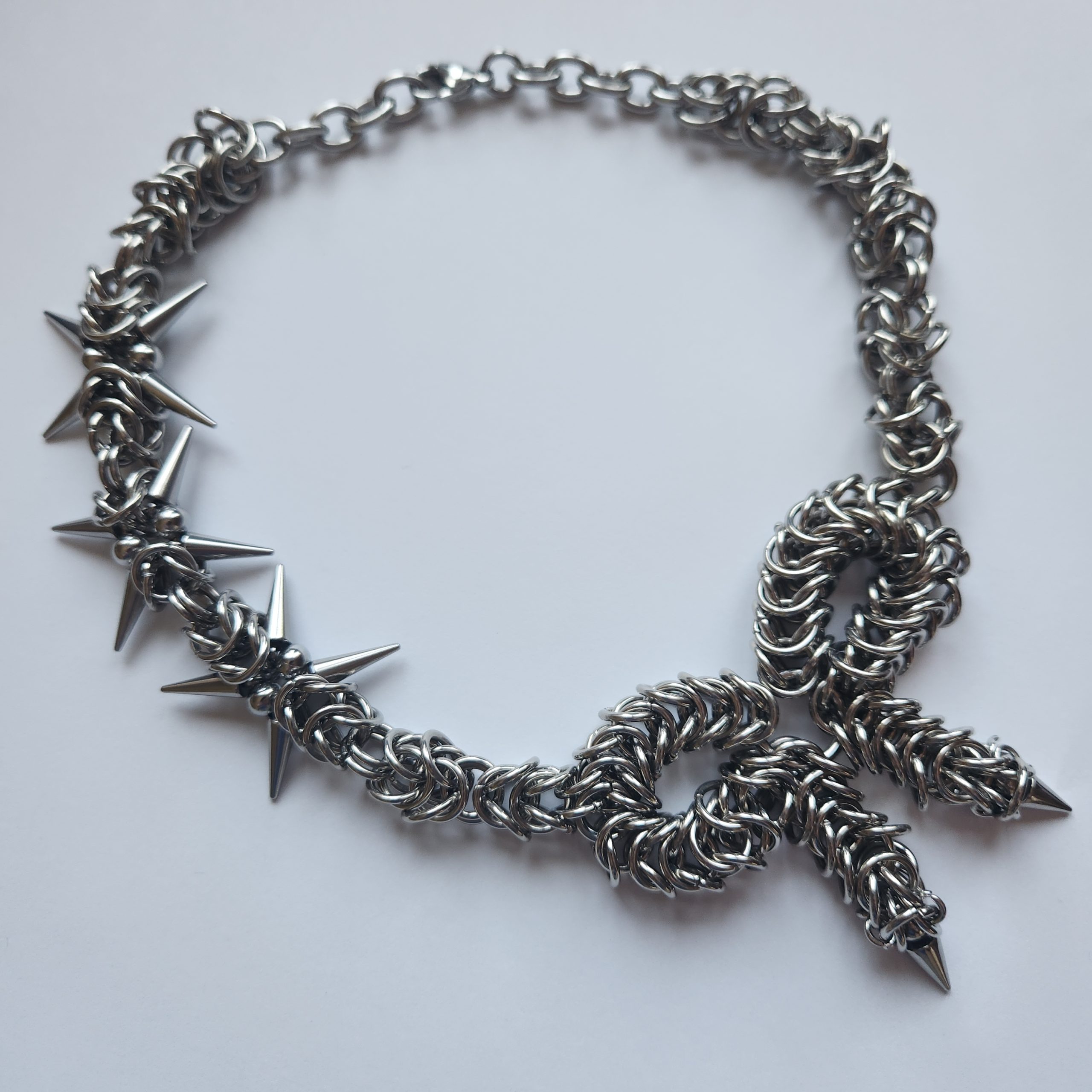 Mini Bow and Spike Chainmaille Necklace