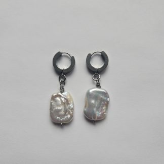 Handmade Freshwater Pearl Earrings. Stainless Steel Hoops.
