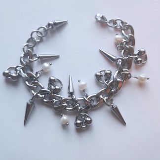 Pearl & Steel Charm Bracelet