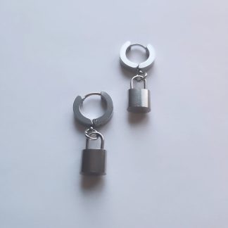 Mini Steel Padlock Hoop Earrings