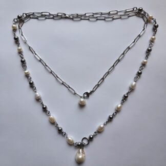 Double Moon Pearl Necklace